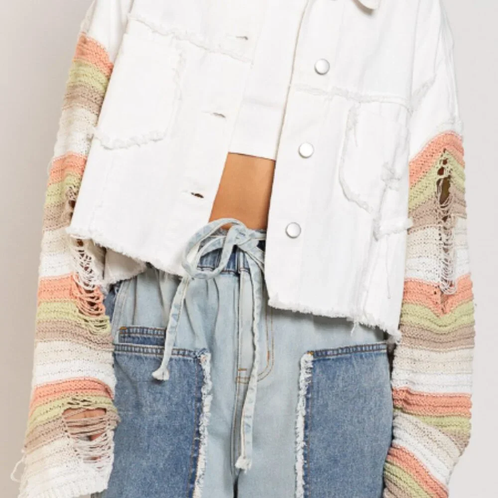 #122 PLUS POL DENIM DISTRESSED JACKET - Picture 4 of 5